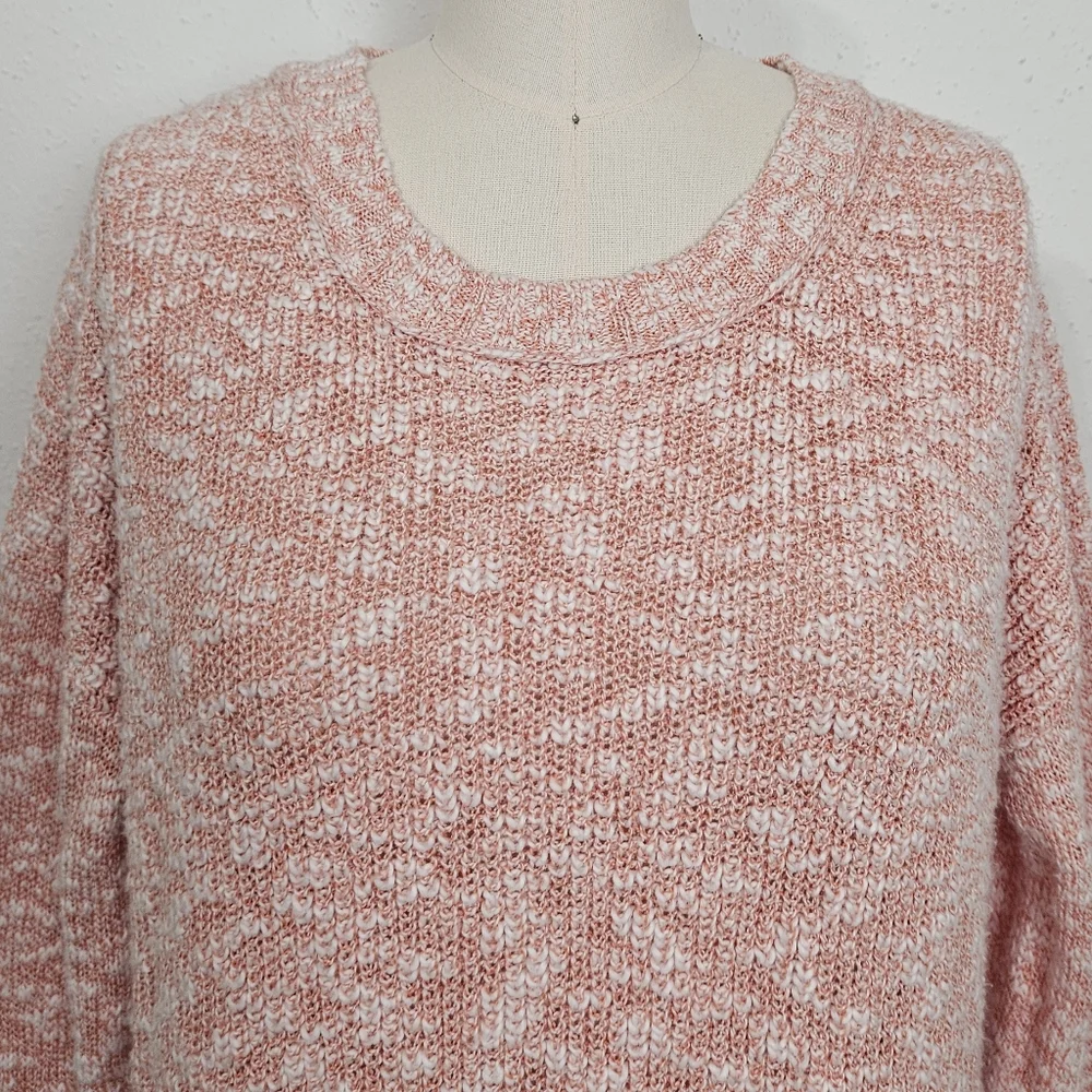 J. Crew Lightweight Marled Crewneck Sweater Pink Oversized XS